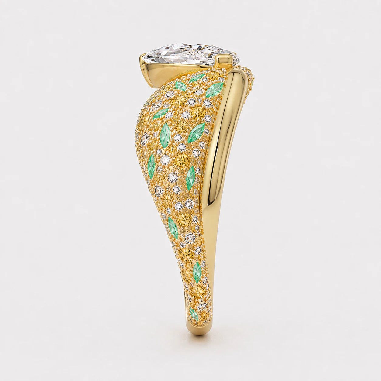 Botanical Mosaic Marquise Ring No. 04, yan profil görünüm