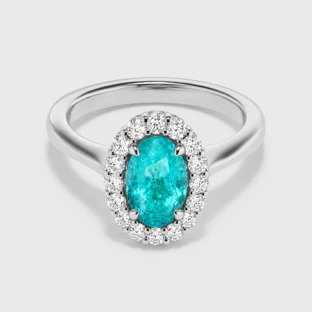 Paraiba Tourmaline Oval Ring No. 06, ön görünüm