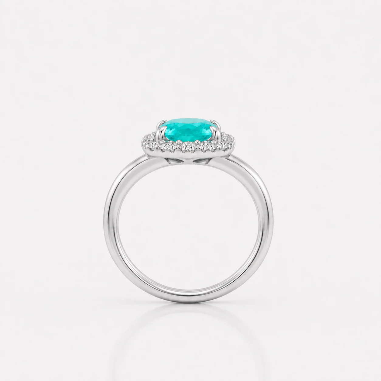 Paraiba Halo Engagement Ring No. 05, yan profil
