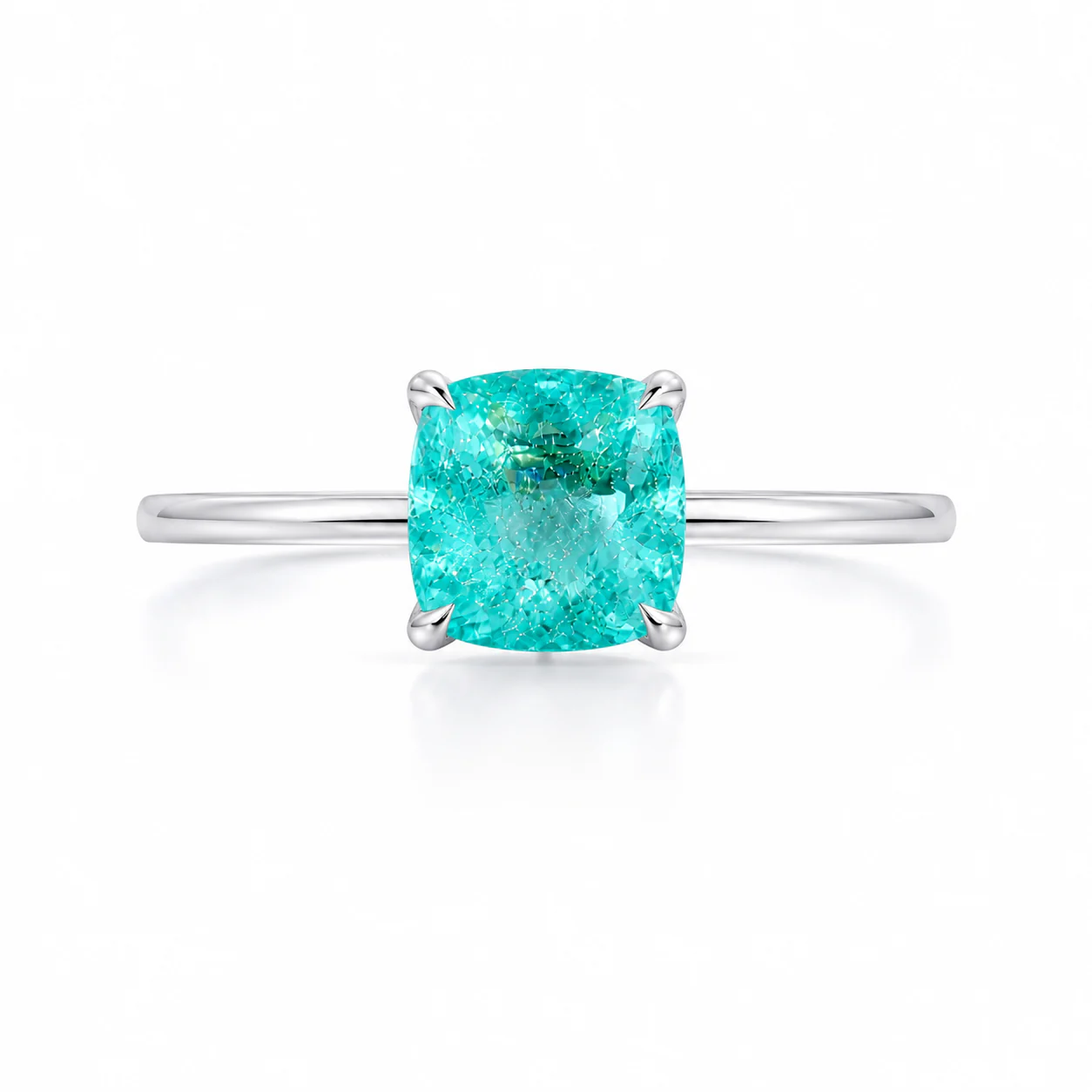 Paraiba Hidden Halo Engagement Ring, üstten görünüm