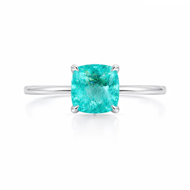 Paraiba Hidden Halo Engagement Ring, üstten görünüm
