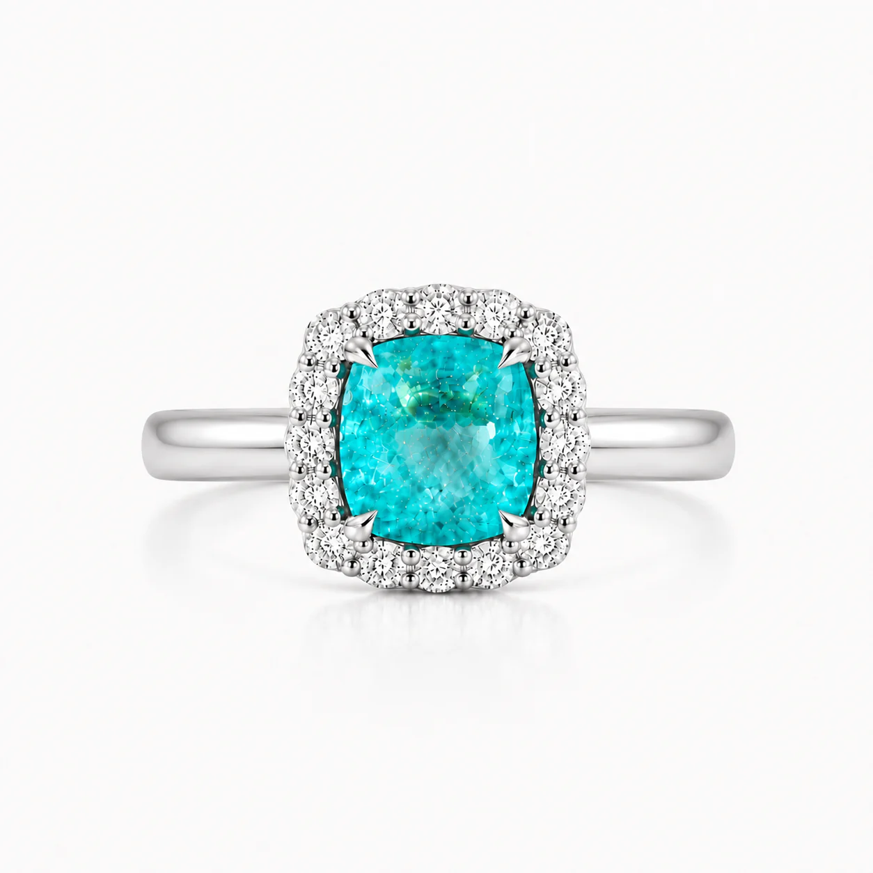 Paraiba Halo Engagement Ring No. 05, ön görünüm