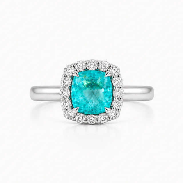 Paraiba Halo Engagement Ring No. 05, ön görünüm
