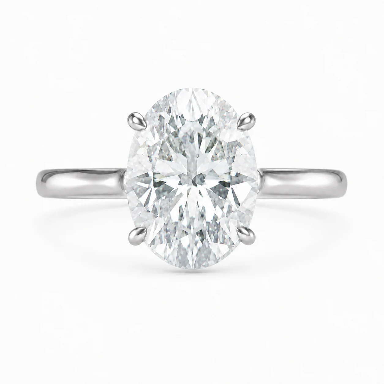 Oval Emerald Hidden Halo Nişan Yüzüğü No. 07, üstten görünüm