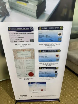 A board showing the laboratory's certificate types
