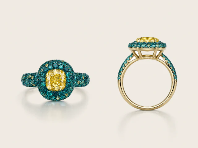 A pair of cushion halo rings photographed flat
