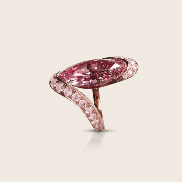The marquise rose gold ring photographed flat